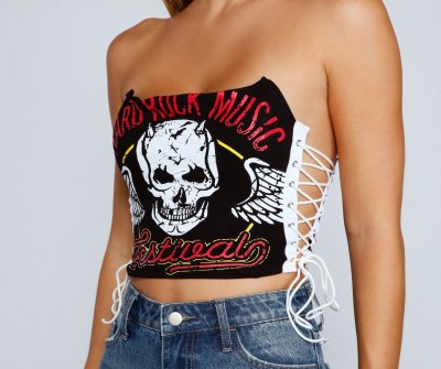 TableClothsUs Rocker Babe Strapless Cropped Bustier